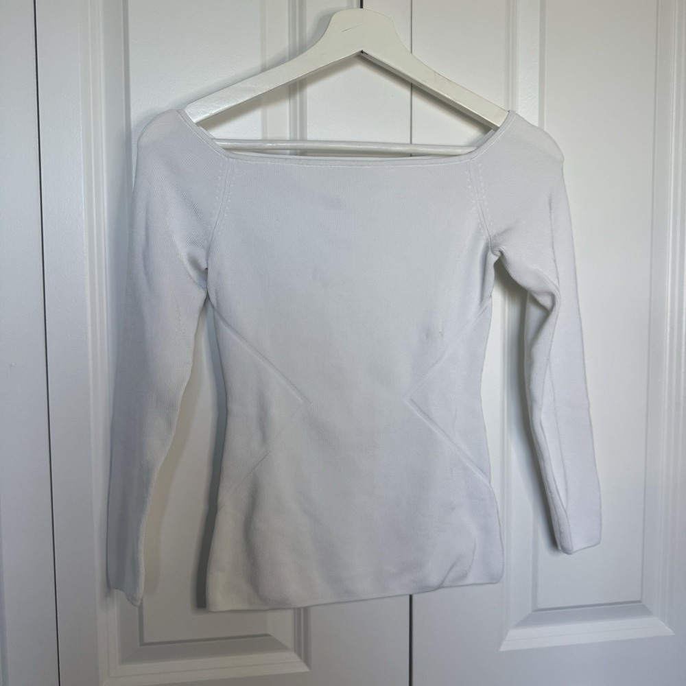 H&M White Boatneck Light Knit Sweater‎ Size Small